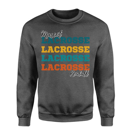 Personalized Lacrosse Lacrosse Lacrosse on a Sweatshirt With Mascot and Lacrosse Player Name on a Sweatshirt