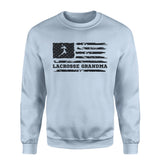 Lacrosse Grandma Horizontal Flag on a Sweatshirt with a Black Graphic