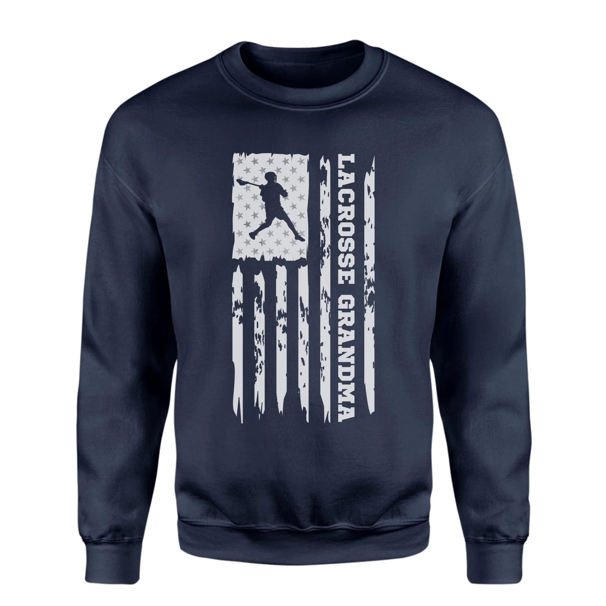 Lacrosse Grandma Vertical Flag on a Sweatshirt with a White Graphic