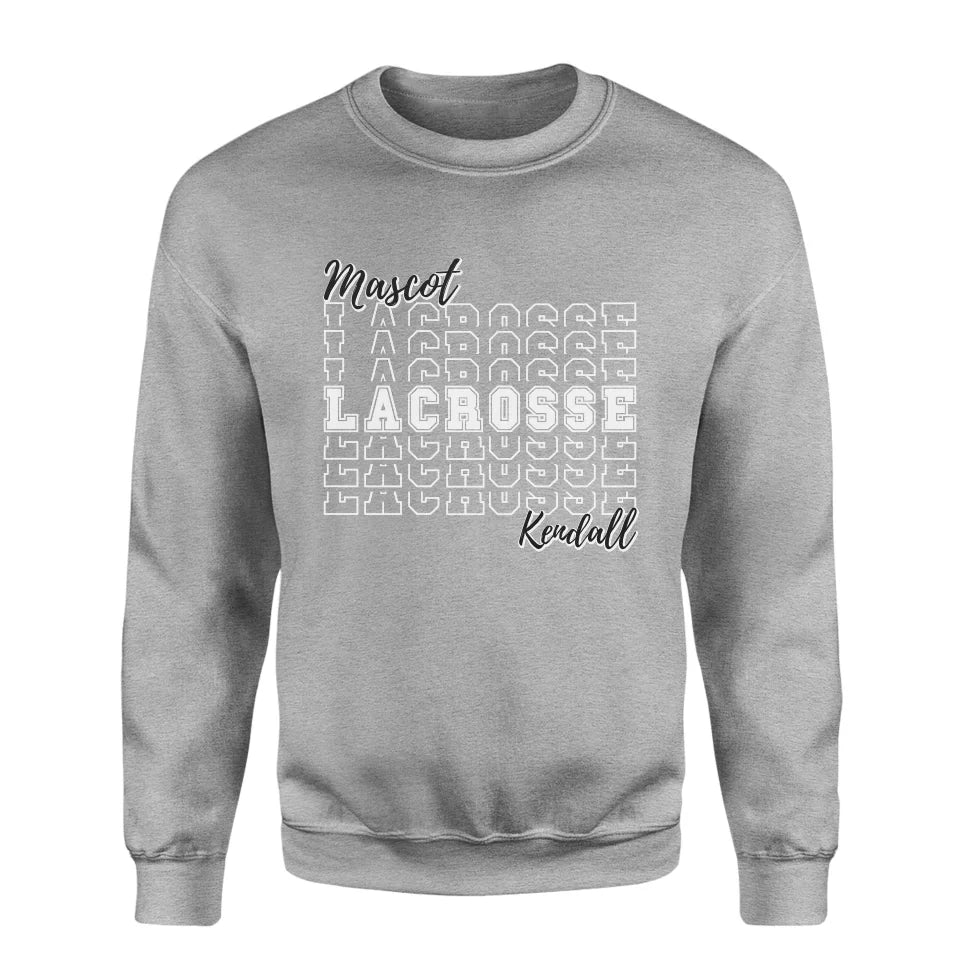 Custom Lacrosse on a Sweatshirt With Mascot and Lacrosse Player Name on a Sweatshirt