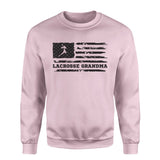 Lacrosse Grandma Horizontal Flag on a Sweatshirt with a Black Graphic