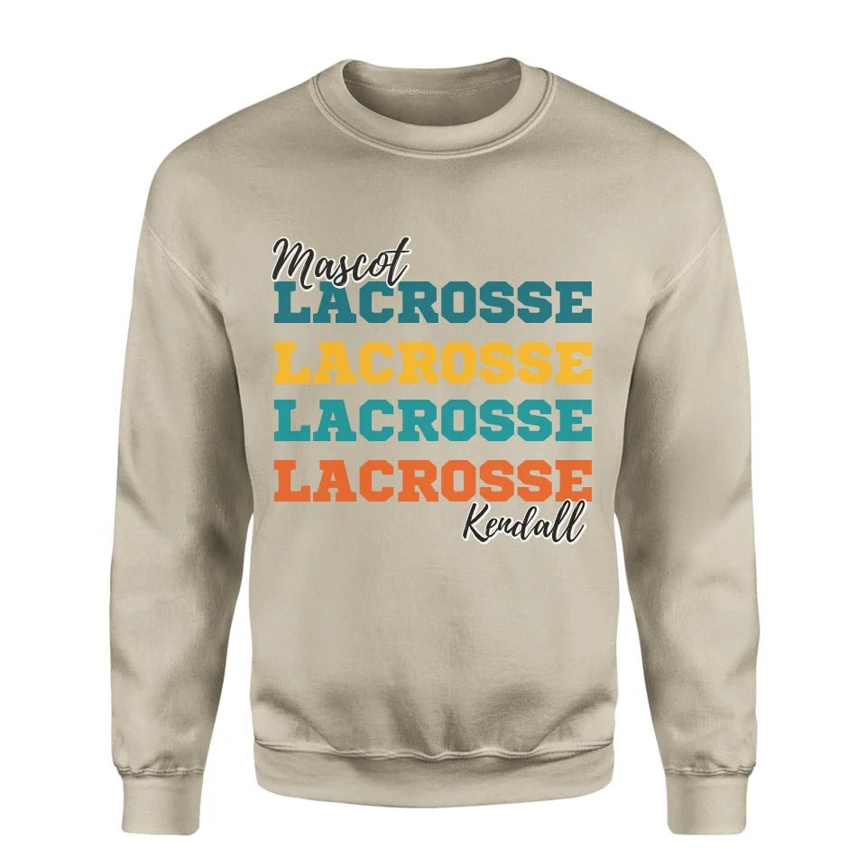 Personalized Lacrosse Lacrosse Lacrosse on a Sweatshirt With Mascot and Lacrosse Player Name on a Sweatshirt