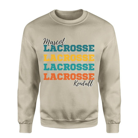 Personalized Lacrosse Lacrosse Lacrosse on a Sweatshirt With Mascot and Lacrosse Player Name on a Sweatshirt