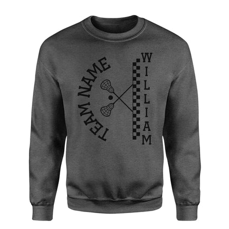 Personalized Lacrosse on a Sweatshirt With Team and Lacrosse Player Name on a Sweatshirt