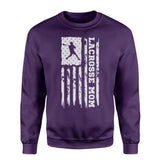 Lacrosse Mom Vertical Flag on a Sweatshirt with a White Graphic