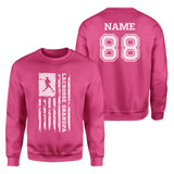 Lacrosse Grandpa Vertical Flag With Lacrosse Player Name on a Sweatshirt with a White Graphic