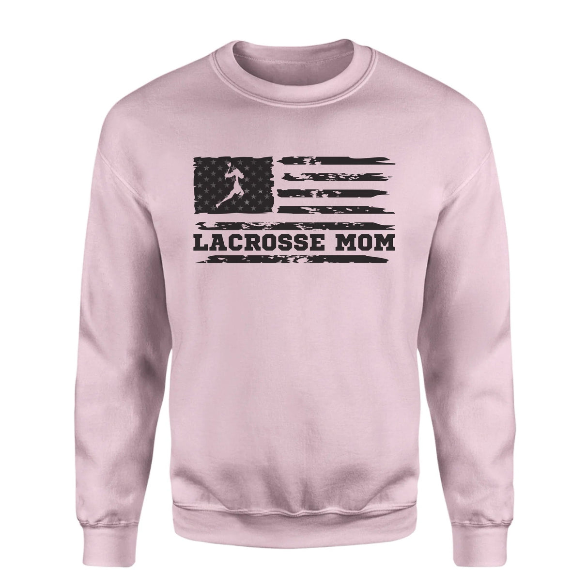 Lacrosse Mom Horizontal Flag on a Sweatshirt with a Black Graphic