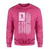Lacrosse Grandpa Vertical Flag on a Sweatshirt with a White Graphic
