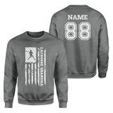 Lacrosse Grandma Vertical Flag With Lacrosse Player Name on a Sweatshirt with a White Graphic