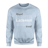 Custom Lacrosse on a Sweatshirt With Mascot and Lacrosse Player Name on a Sweatshirt