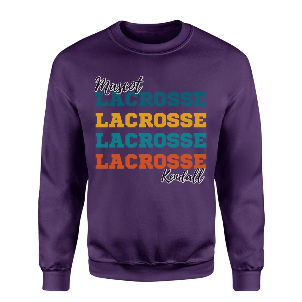 Personalized Lacrosse Lacrosse Lacrosse on a Sweatshirt With Mascot and Lacrosse Player Name on a Sweatshirt