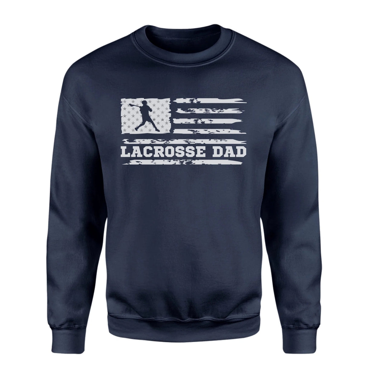 Lacrosse Dad Horizontal Flag on a Sweatshirt with a White Graphic