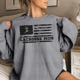 Lacrosse Mom Horizontal Flag on a Sweatshirt with a Black Graphic