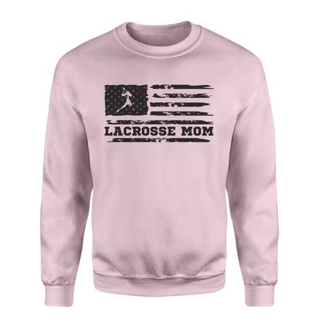 Lacrosse Mom Horizontal Flag on a Sweatshirt with a Black Graphic