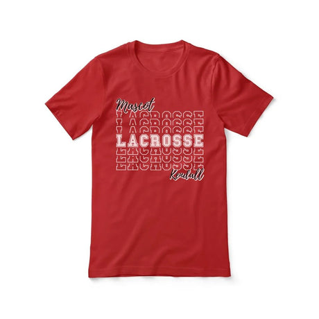 Custom Lacrosse Shirt With Mascot and Lacrosse Player Name on a Unisex T-Shirt