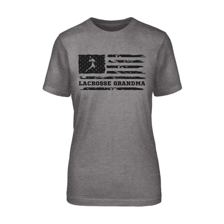 Lacrosse Grandma Horizontal Flag on a Unisex T-Shirt with a Black Graphic