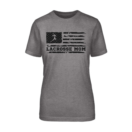 Lacrosse Mom Horizontal Flag on a Unisex T-Shirt with a Black Graphic