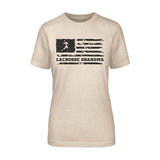 Lacrosse Grandma Horizontal Flag on a Unisex T-Shirt with a Black Graphic