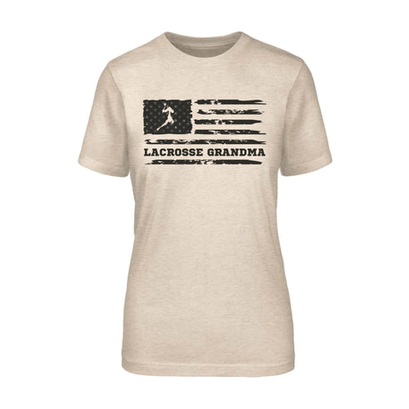 Lacrosse Grandma Horizontal Flag on a Unisex T-Shirt with a Black Graphic