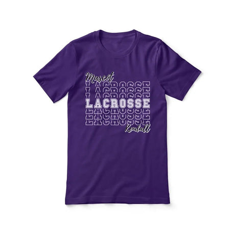 Custom Lacrosse Shirt With Mascot and Lacrosse Player Name on a Unisex T-Shirt