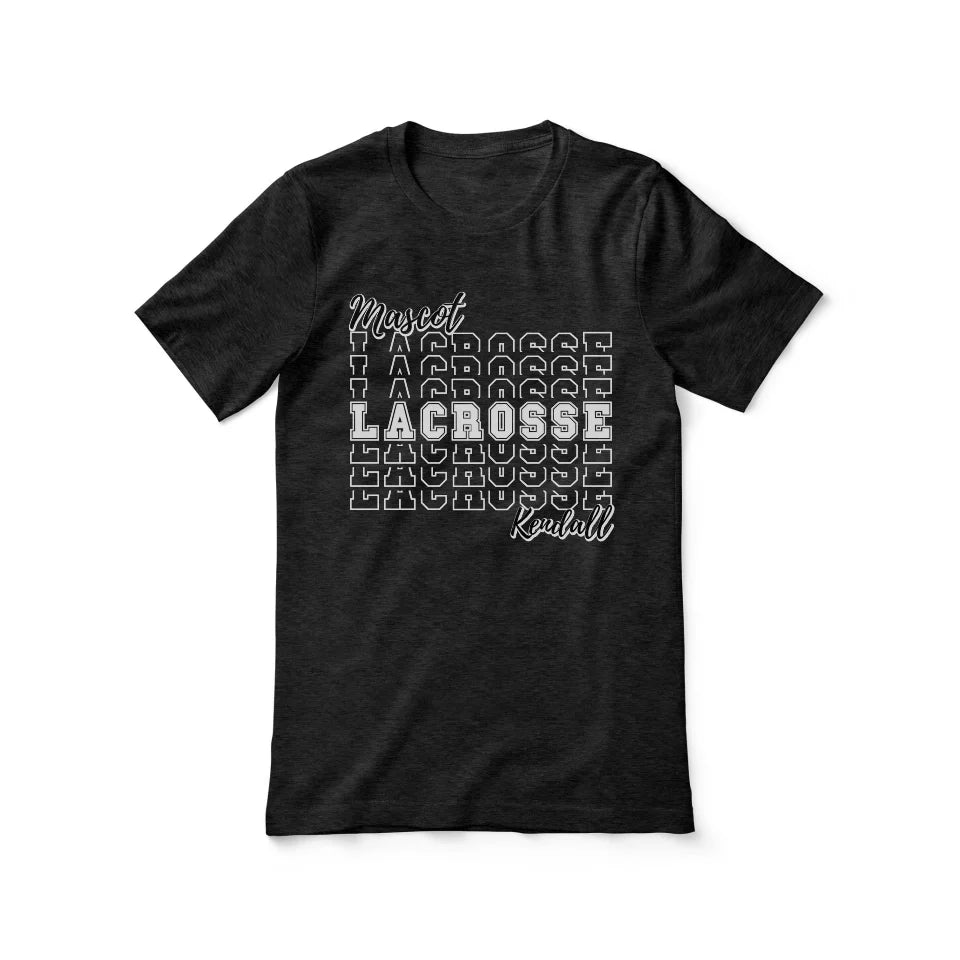 Custom Lacrosse Shirt With Mascot and Lacrosse Player Name on a Unisex T-Shirt