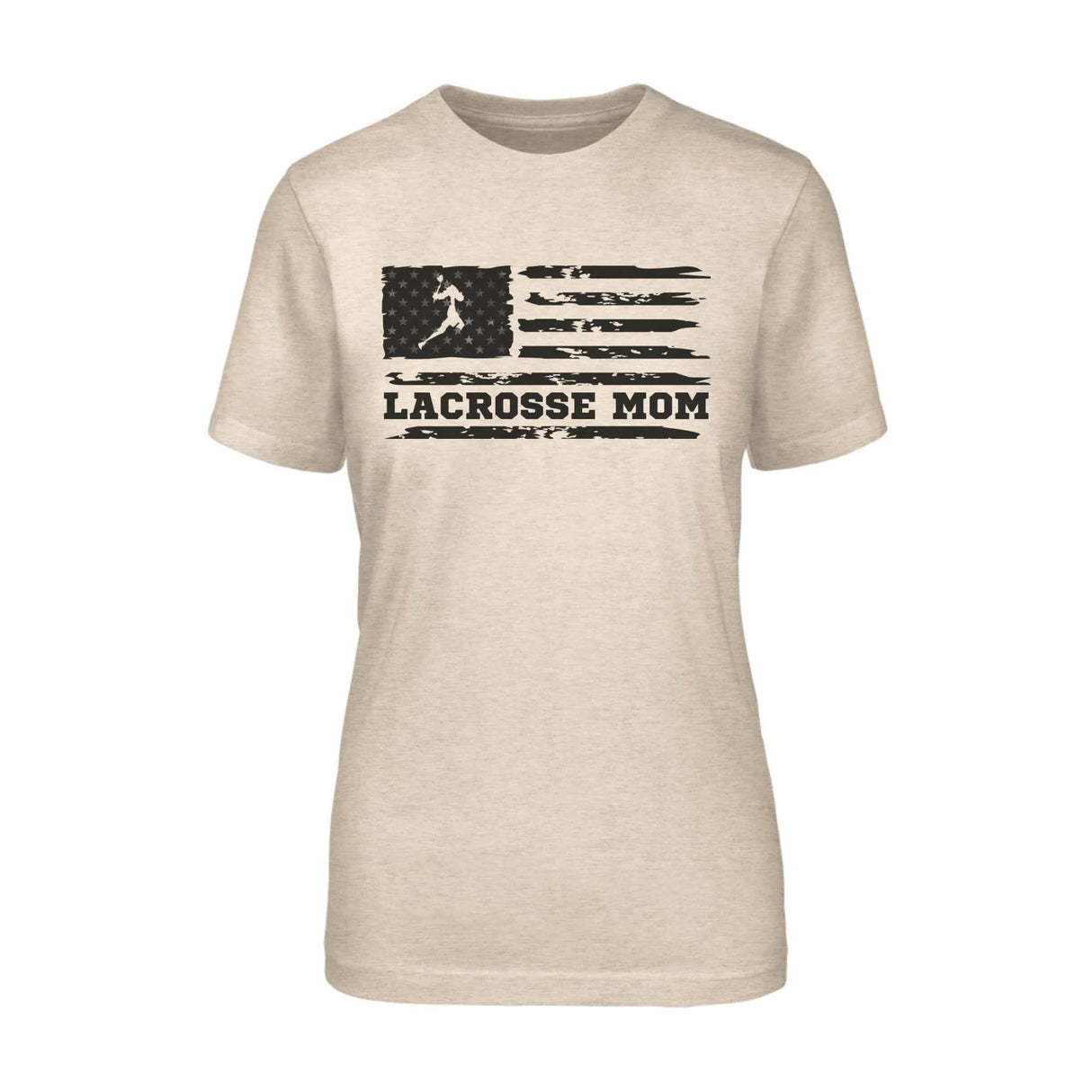 Lacrosse Mom Horizontal Flag on a Unisex T-Shirt with a Black Graphic