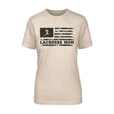 Lacrosse Mom Horizontal Flag on a Unisex T-Shirt with a Black Graphic