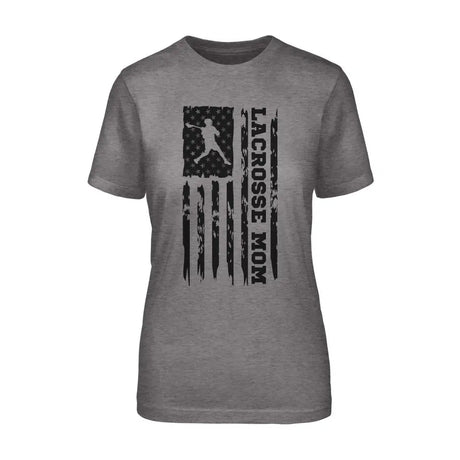 Lacrosse Mom Vertical Flag on a Unisex T-Shirt with a Black Graphic