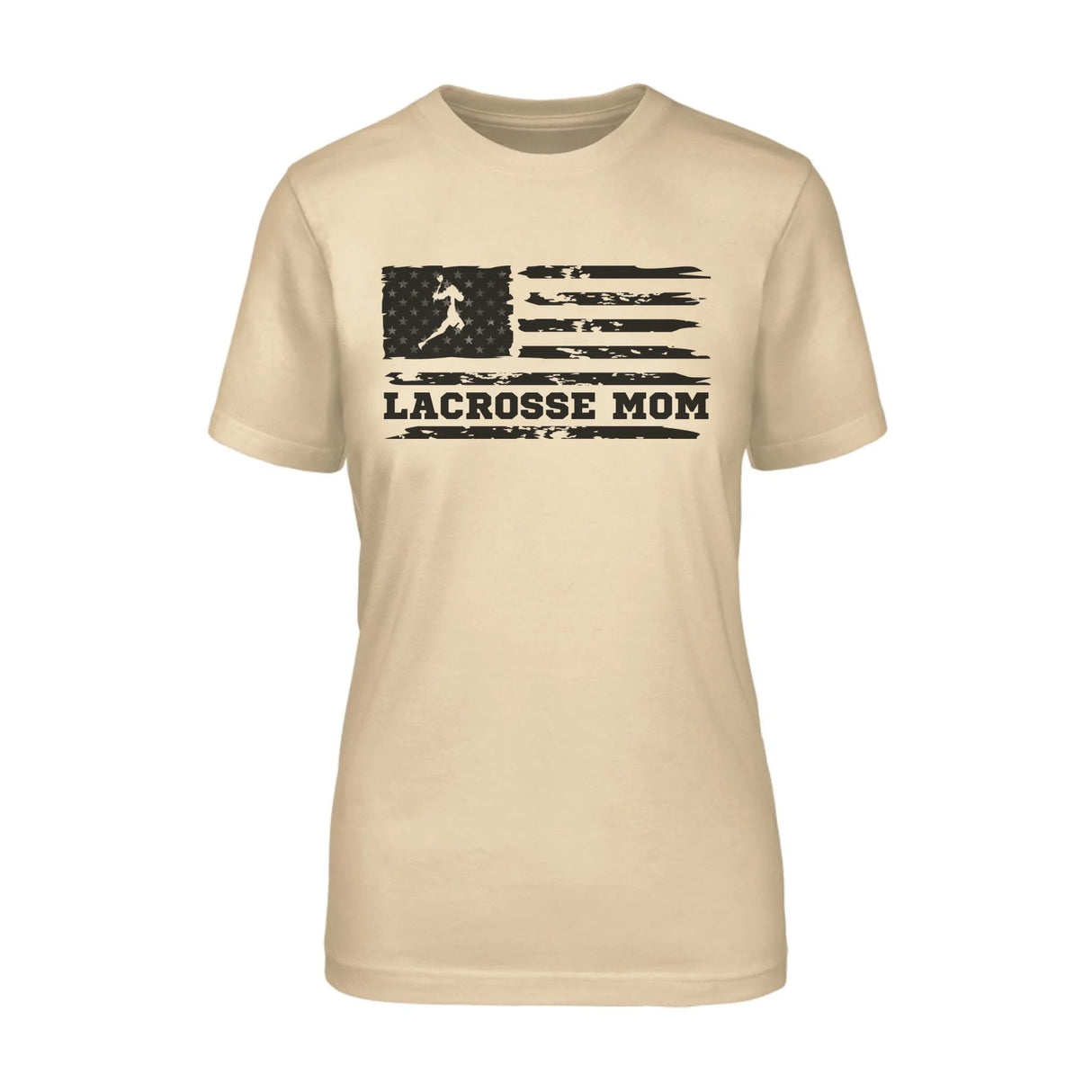 Lacrosse Mom Horizontal Flag on a Unisex T-Shirt with a Black Graphic