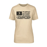 Lacrosse Mom Horizontal Flag on a Unisex T-Shirt with a Black Graphic