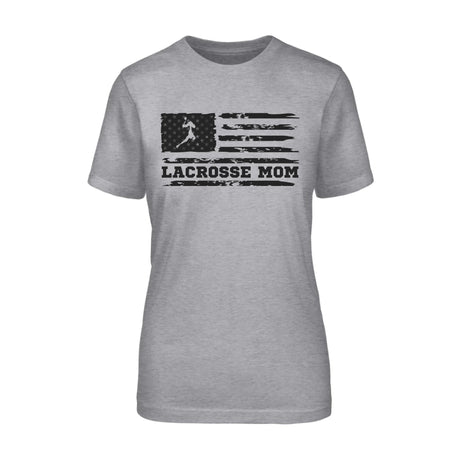 Lacrosse Mom Horizontal Flag on a Unisex T-Shirt with a Black Graphic