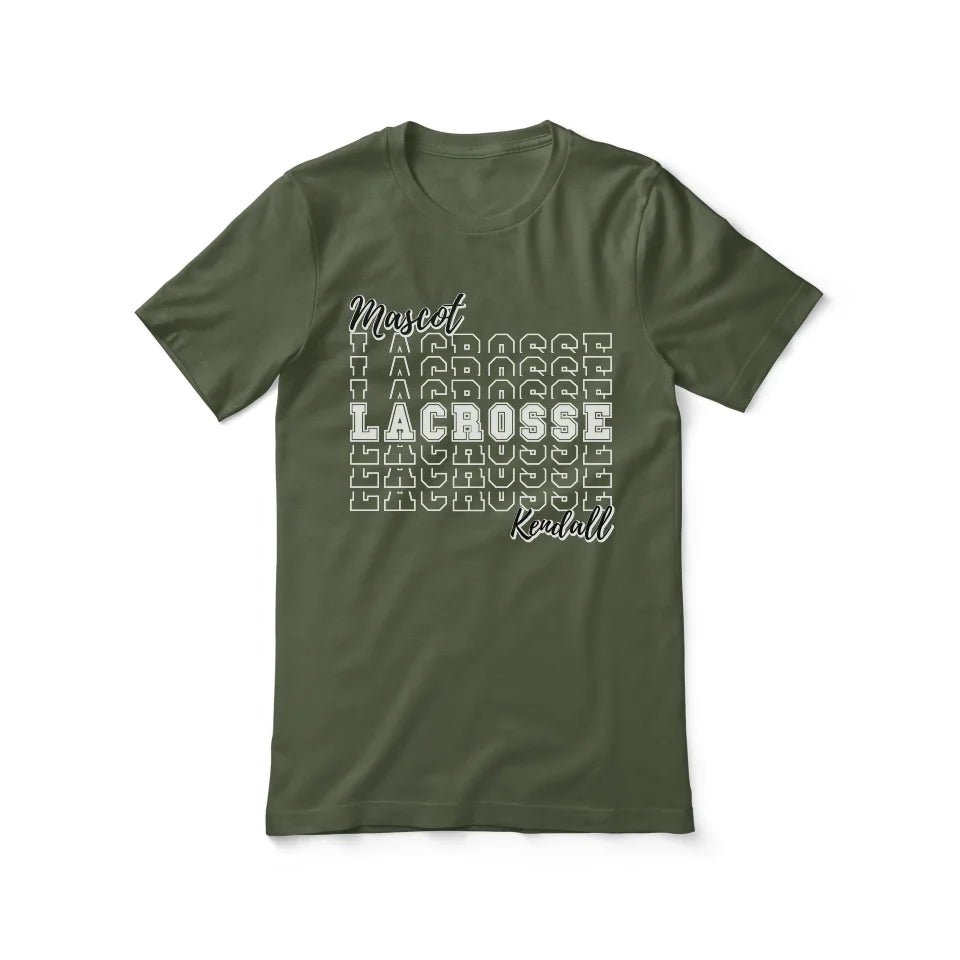 Custom Lacrosse Shirt With Mascot and Lacrosse Player Name on a Unisex T-Shirt