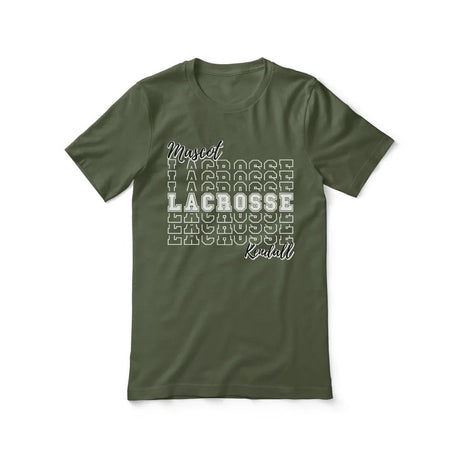 Custom Lacrosse Shirt With Mascot and Lacrosse Player Name on a Unisex T-Shirt