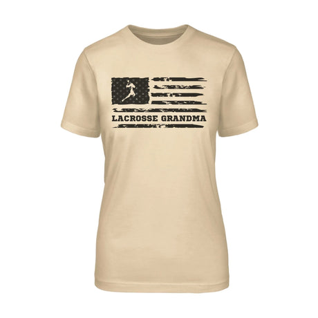 Lacrosse Grandma Horizontal Flag on a Unisex T-Shirt with a Black Graphic
