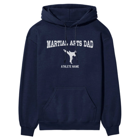 Martial Arts Dad with Martial Artist Icon and Martial Artist Name on a Hoodie with a White Graphic