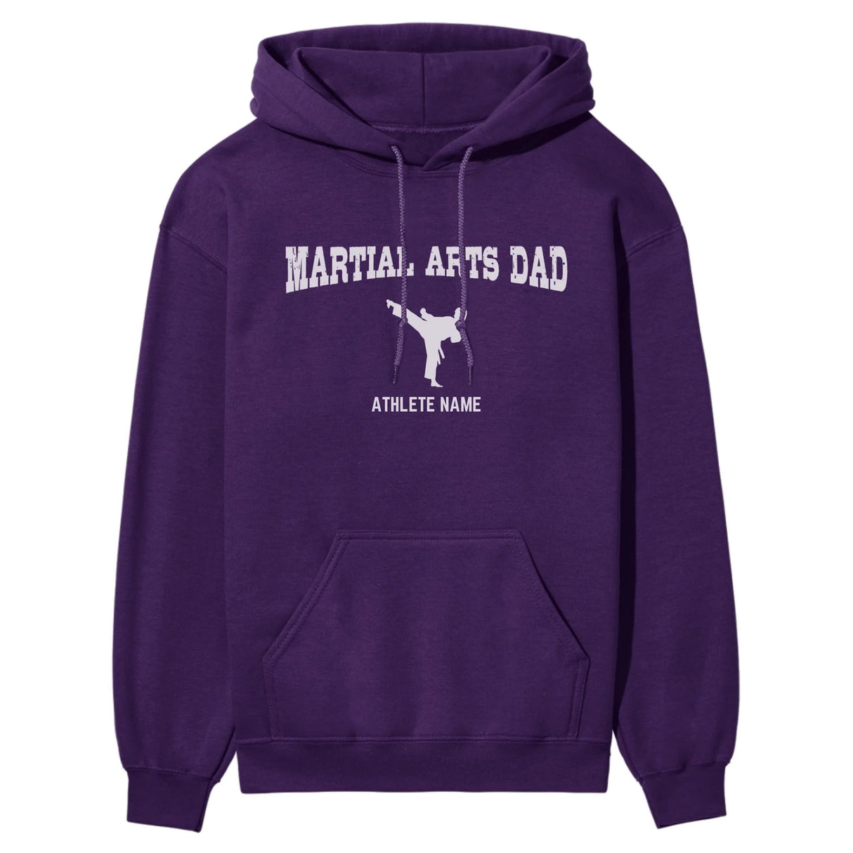 Martial Arts Dad with Martial Artist Icon and Martial Artist Name on a Hoodie with a White Graphic