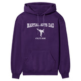 Martial Arts Dad with Martial Artist Icon and Martial Artist Name on a Hoodie with a White Graphic