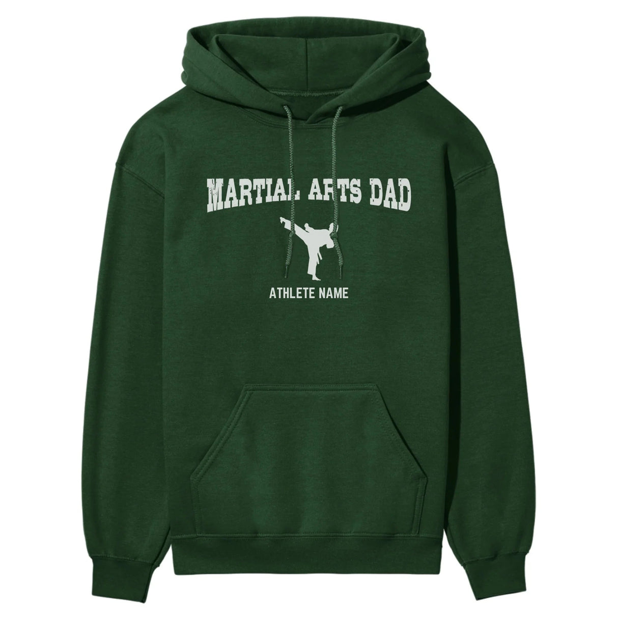 Martial Arts Dad with Martial Artist Icon and Martial Artist Name on a Hoodie with a White Graphic