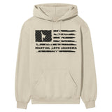 Martial Arts Grandma Horizontal Flag on a Hoodie with a Black Graphic