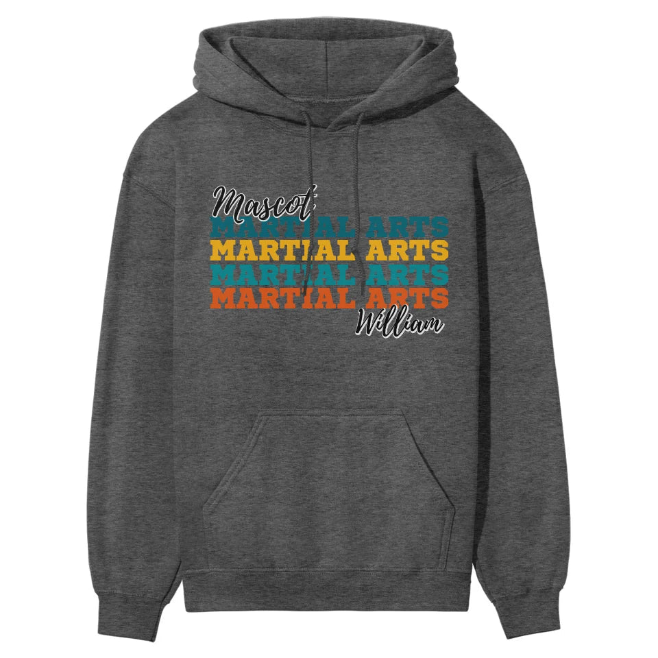 Personalized Martial Arts Martial Arts Martial Arts on a Hoodie With Mascot and Martial Artist Name on a Hoodie