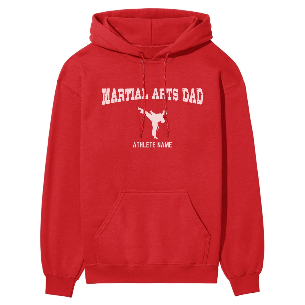 Martial Arts Dad with Martial Artist Icon and Martial Artist Name on a Hoodie with a White Graphic