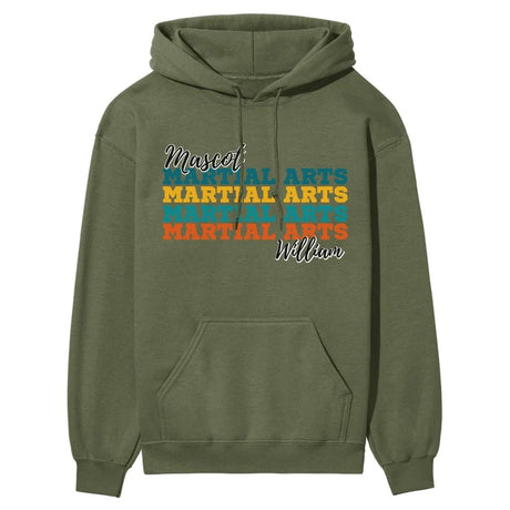 Personalized Martial Arts Martial Arts Martial Arts on a Hoodie With Mascot and Martial Artist Name on a Hoodie