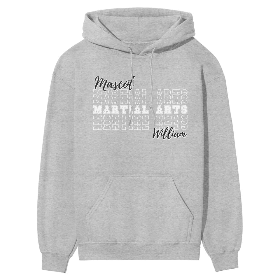 Custom Martial Arts on a Sweatshirt With Mascot and Martial Artist Name on a Hoodie