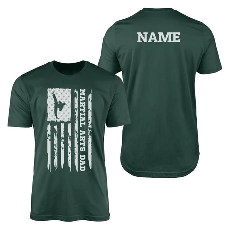 Martial Arts Dad Vertical Flag With Martial Artist Name on a Men's T-Shirt with a White Graphic