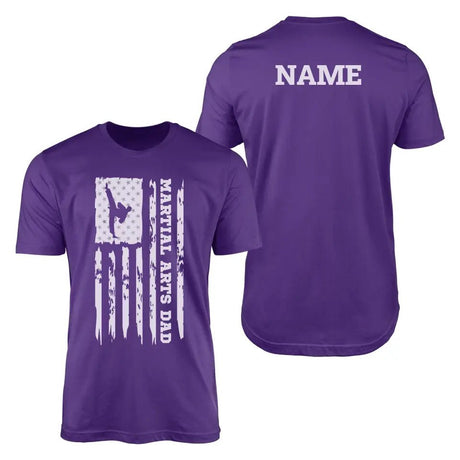 Martial Arts Dad Vertical Flag With Martial Artist Name on a Men's T-Shirt with a White Graphic