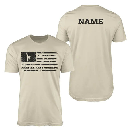 Martial Arts Grandpa Horizontal Flag With Martial Artist Name on a Men's T-Shirt with a Black Graphic