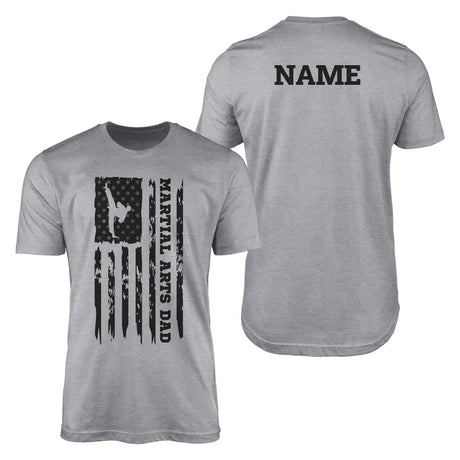 Martial Arts Dad Vertical Flag With Martial Artist Name on a Men's T-Shirt with a Black Graphic