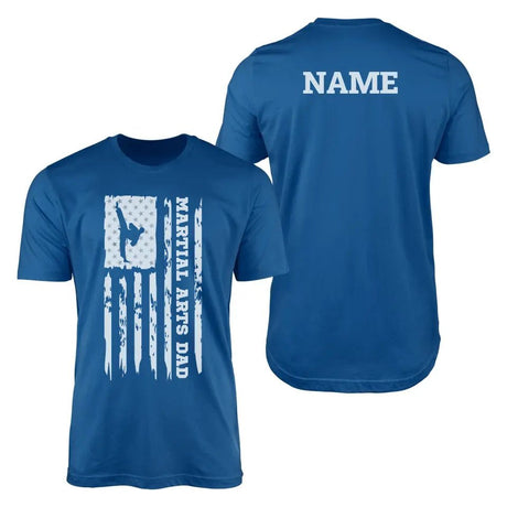 Martial Arts Dad Vertical Flag With Martial Artist Name on a Men's T-Shirt with a White Graphic