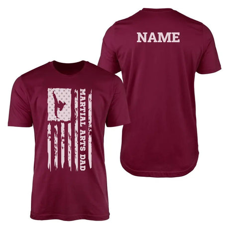 Martial Arts Dad Vertical Flag With Martial Artist Name on a Men's T-Shirt with a White Graphic