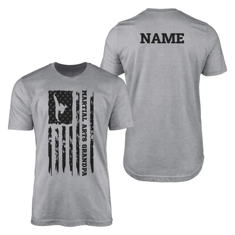 Martial Arts Grandpa Vertical Flag With Martial Artist Name on a Men's T-Shirt with a Black Graphic